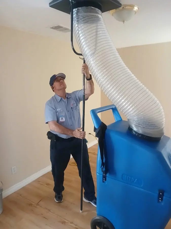 HVAC Installation technician using HEPA equipment in White Settlement